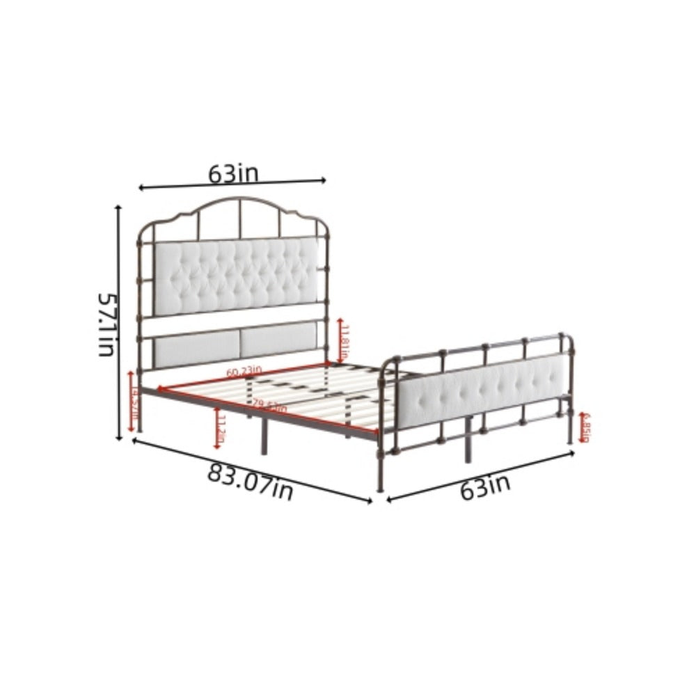 Queen Size Metal Bed Frame with Foam Head and Tail R774