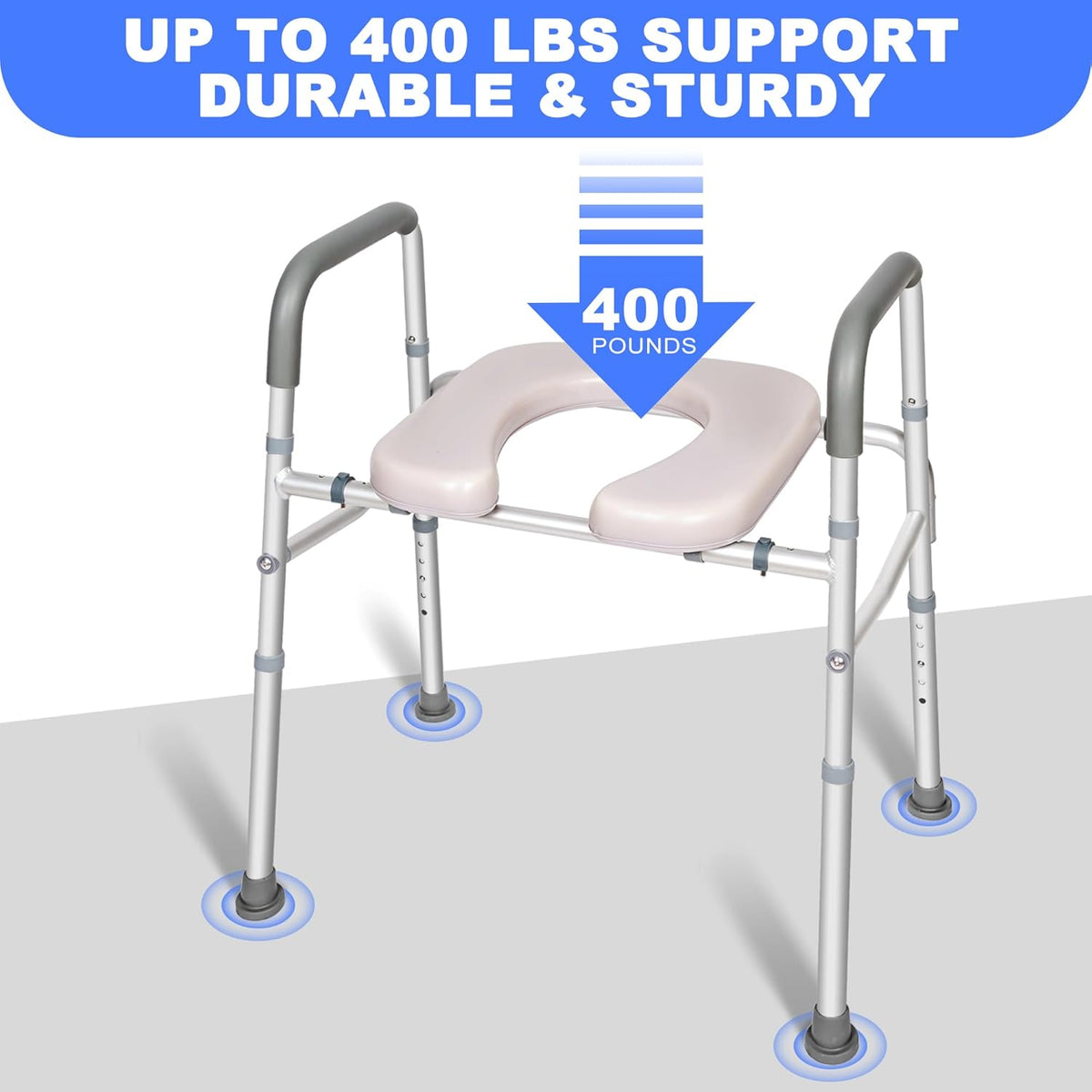Raised Toilet Seat with Handles, Width Adjustable, 400 lbs M308206