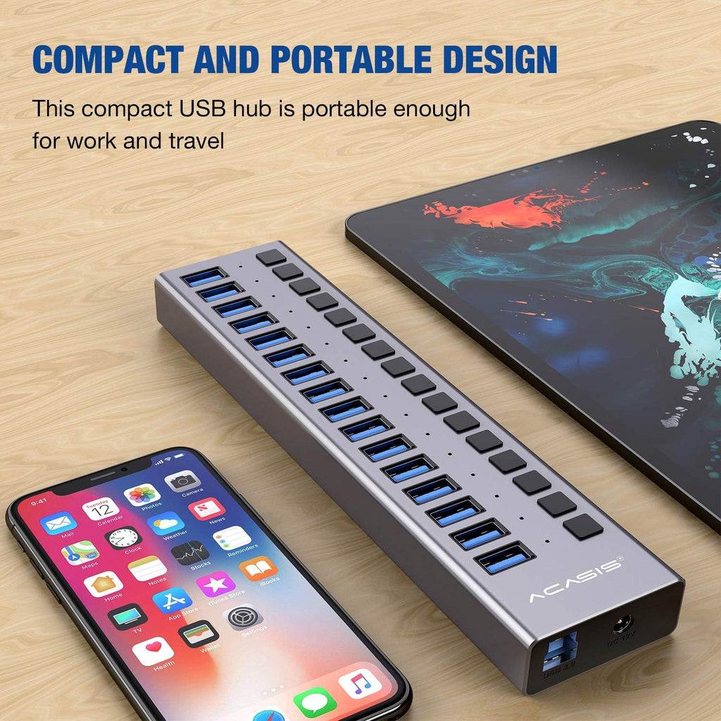 16 Ports USB 3.0 Data Hub with On/Off Switches and Power Adapter S826787