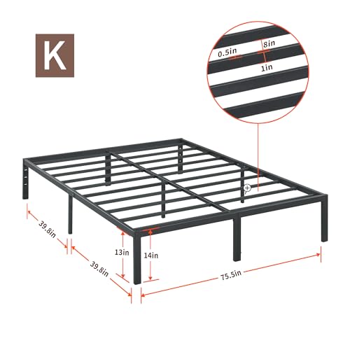 18 Inch Tall Heavy Duty Steel Slat Bed Frame Full Black G870334