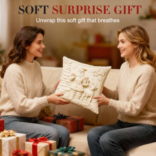 Christmas Pillow Covers Set of 4 White 20 inch K245