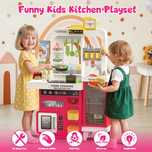 68 PCS Toddler Kitchen Playset with Light & Sound V921
