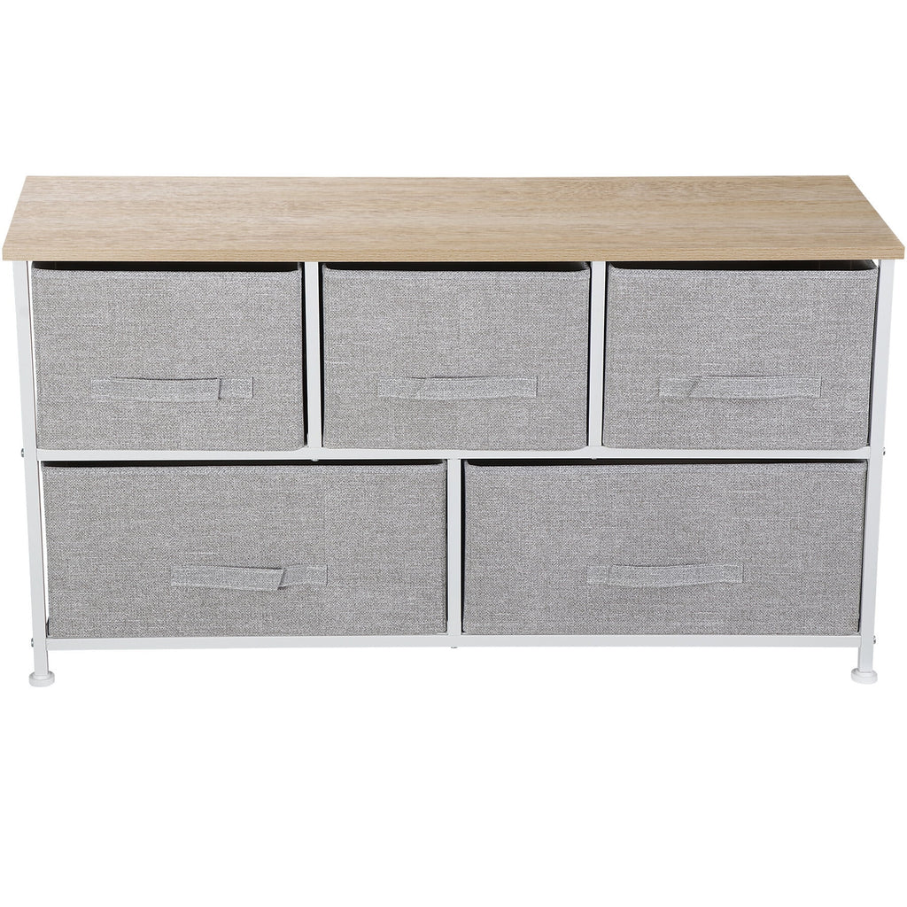 Brown 5 Drawer Fabric Dresser Q13509