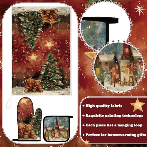 8 Pcs Christmas Kitchen Towel Oven Mitts and Pot Holders Set A821259