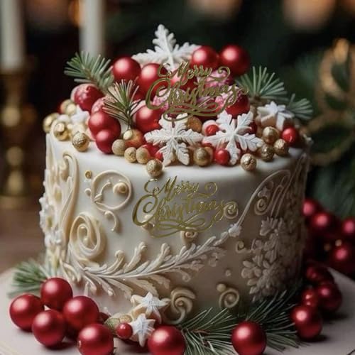 Gold Acrylic Mirror Christmas Cake Toppers 10Pcs P51291