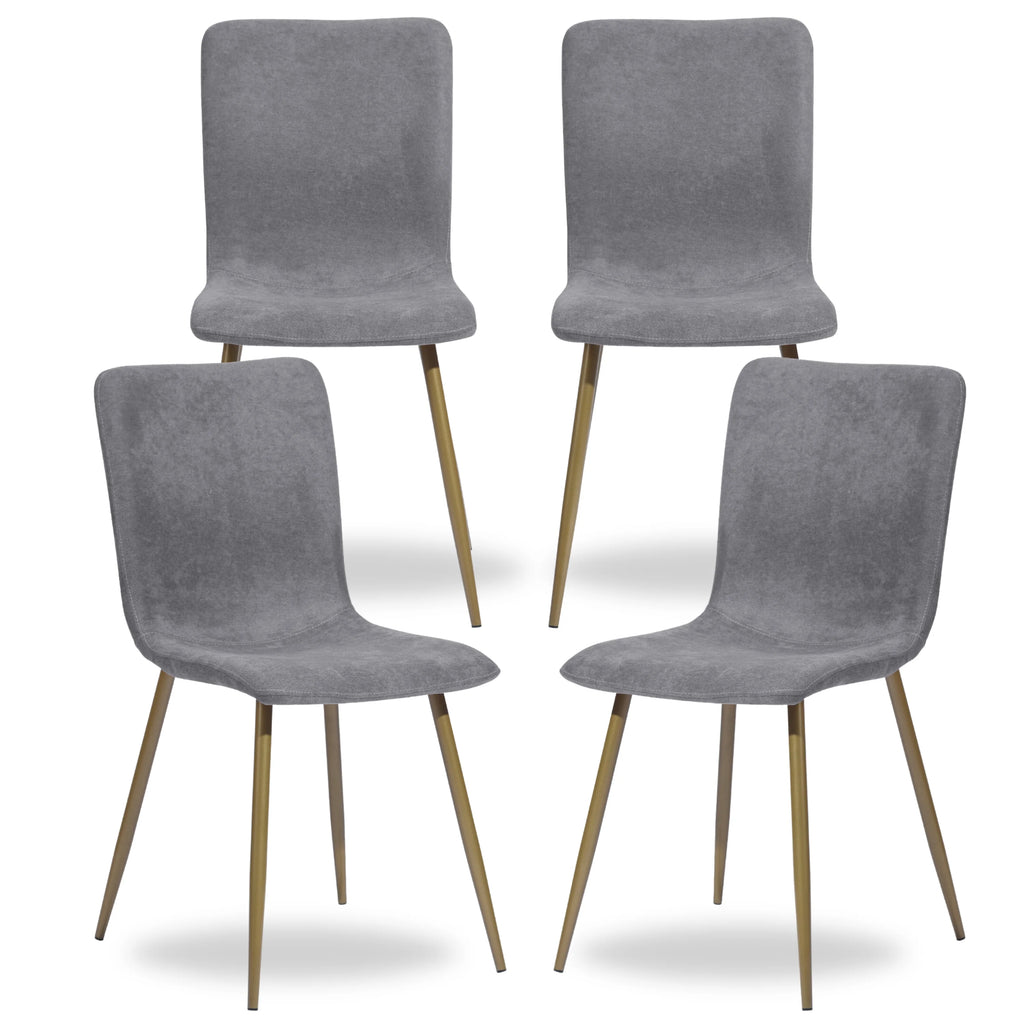 Velvet Dining Chairs Set of 4 Dark Gray Metal Legs W104888