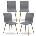 Velvet Dining Chairs Set of 4 Dark Gray Metal Legs W104888