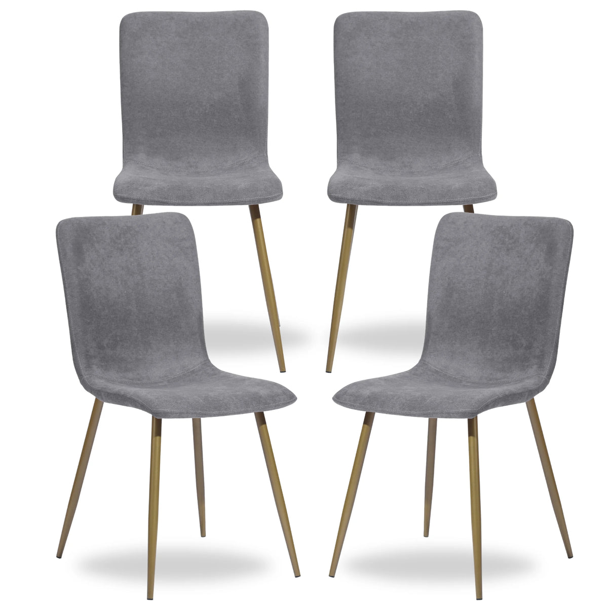 Velvet Dining Chairs Set of 4 Dark Gray Metal Legs W104888