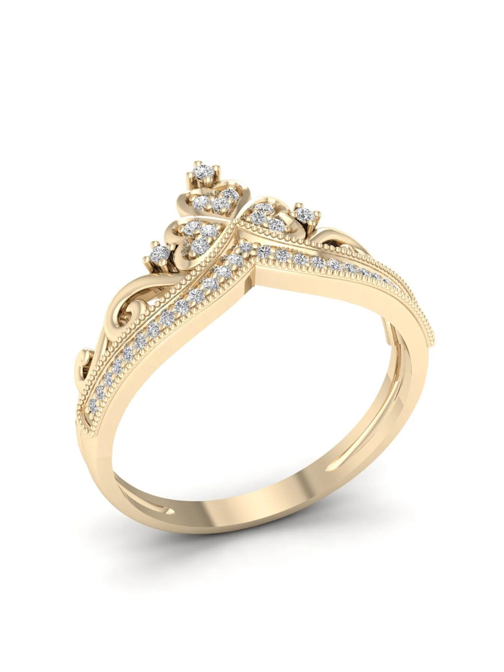 10K Yellow Gold Diamond Crown Ring K278097