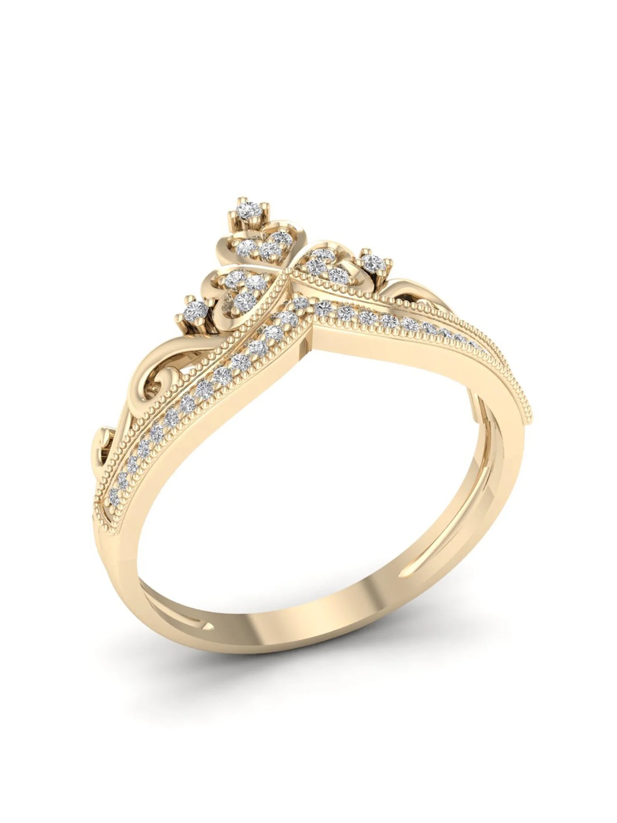 10K Yellow Gold Diamond Crown Ring K278097