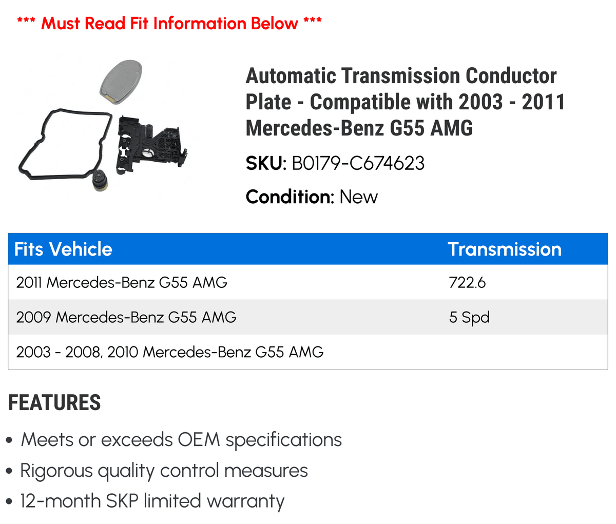 Automatic Transmission Conductor Plate C1814