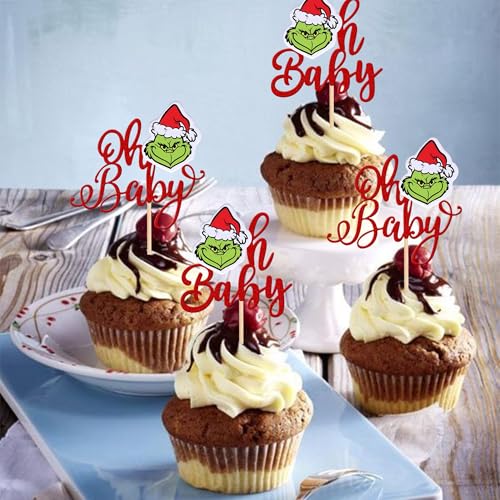 36 PCS Christmas Cupcake Toppers Double Sided Cupcake Picks A534