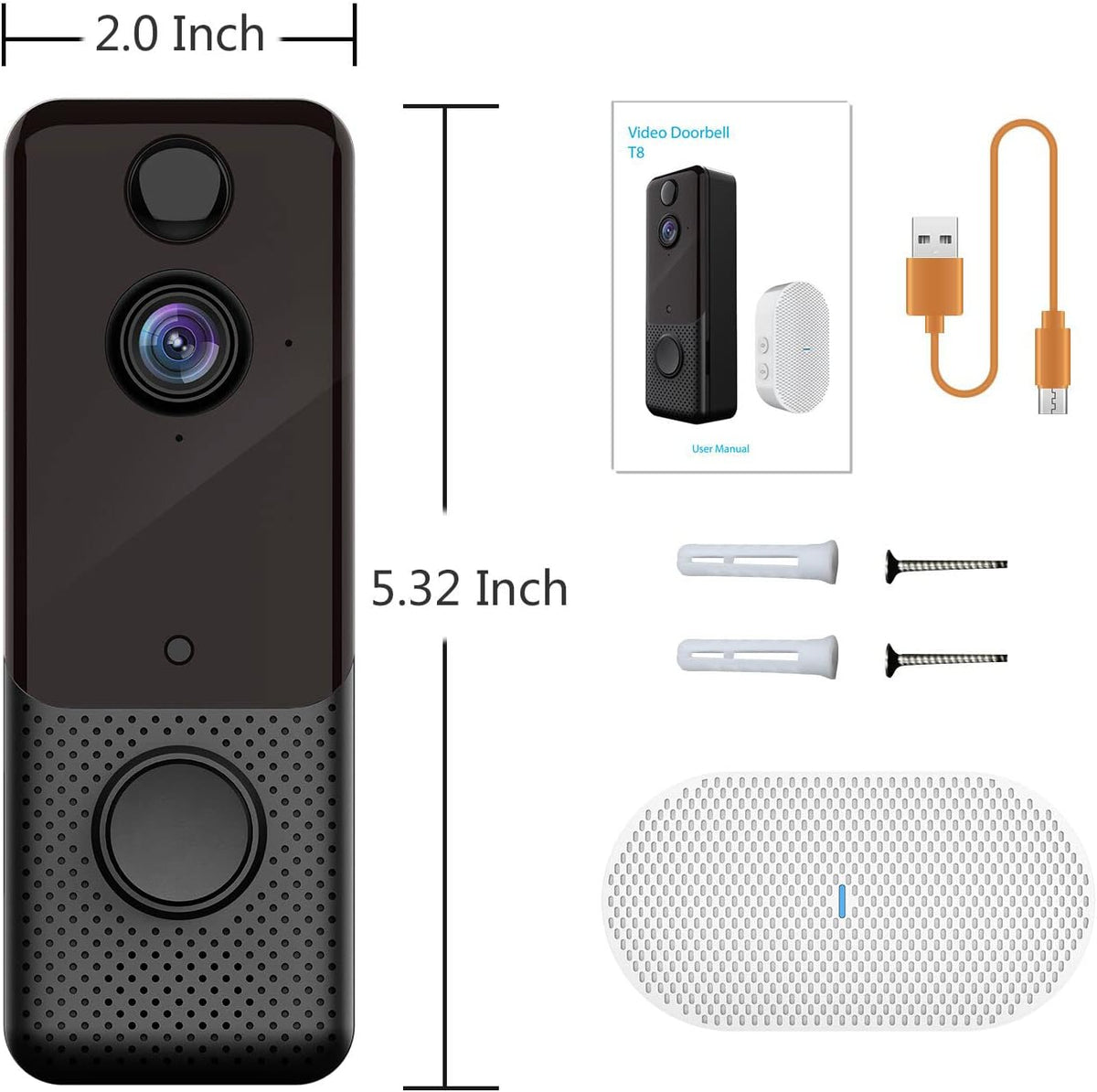 Video Doorbell Camera 1080P Wireless Pack of 2 O66294