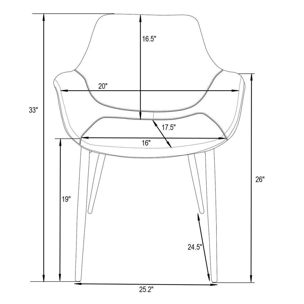 Charcoal Black Leather Dining Arm Chair with Metal Legs O312