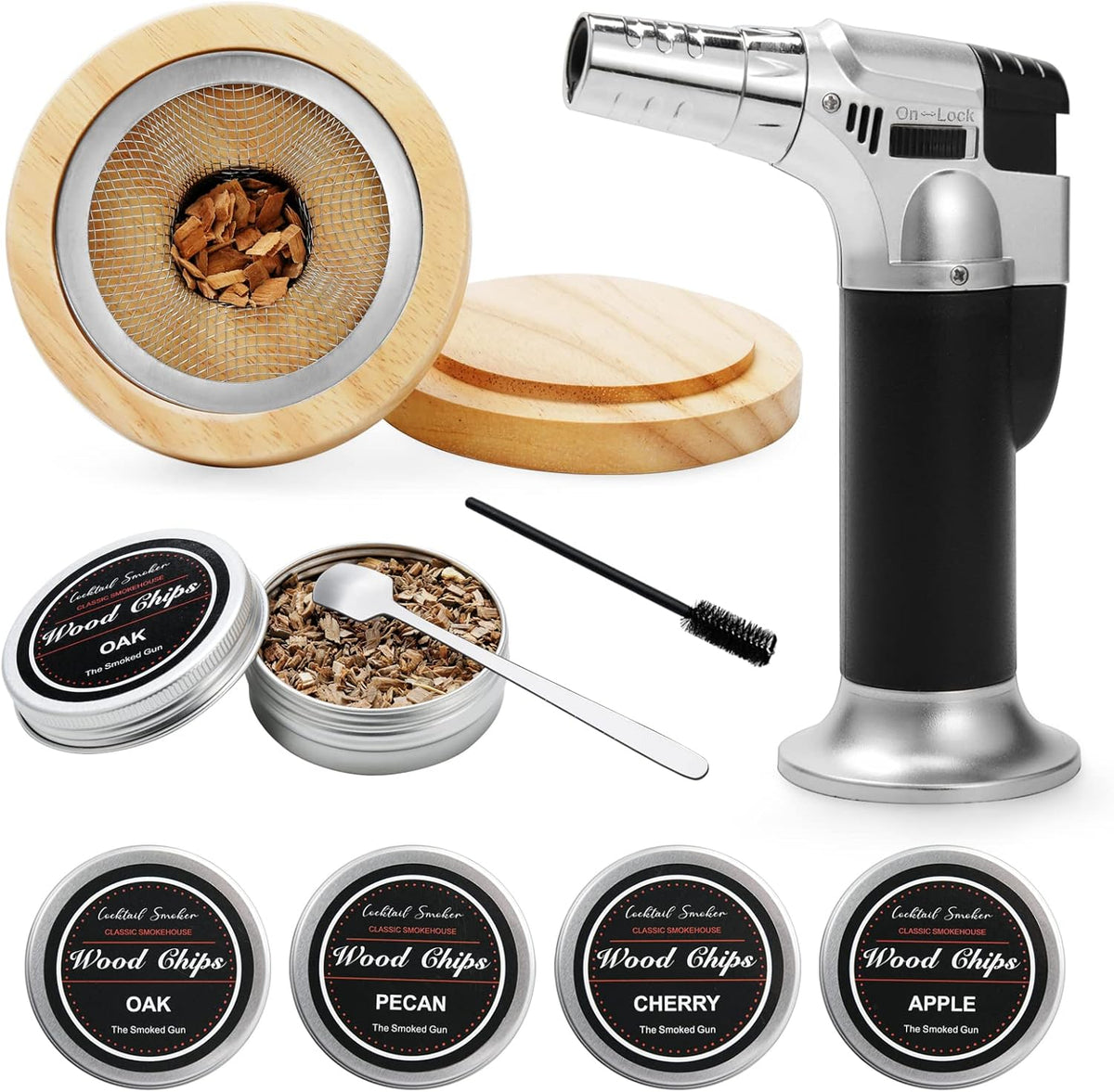 Cocktail Smoker Kit with Butane Torch and 4 Pack Wood Chips N73681