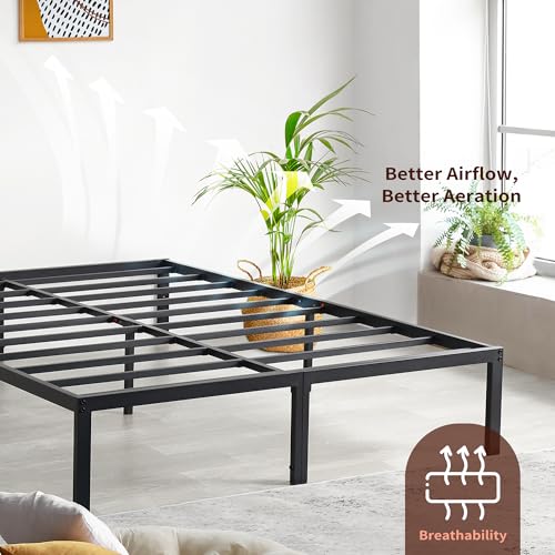 18 Inch Tall Heavy Duty Steel Slat Bed Frame Full Black G870334