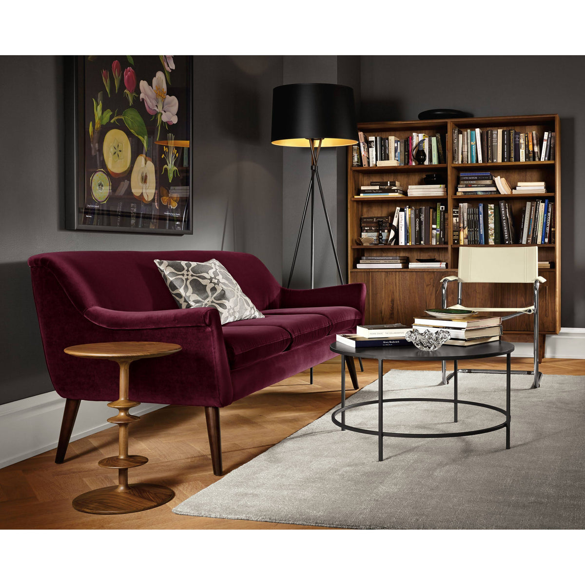 Slim Round Coffee Table with Shelf 30 Diameter 16h in Sapphire Blue F8626