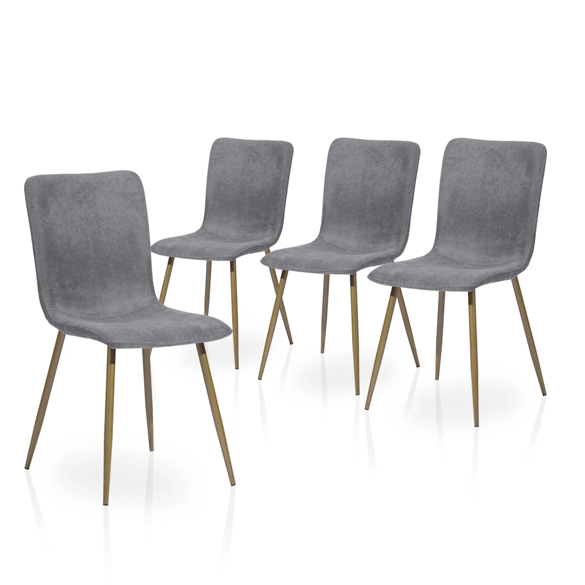 Velvet Dining Chairs Set of 4 Dark Gray Metal Legs W104888