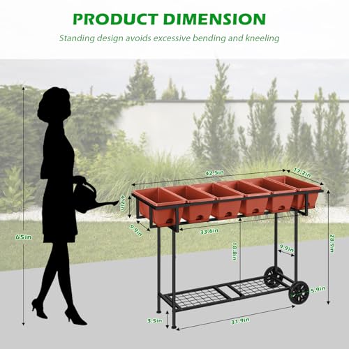 Black Raised Plastic Garden Bed with Legs and Wheels V92737