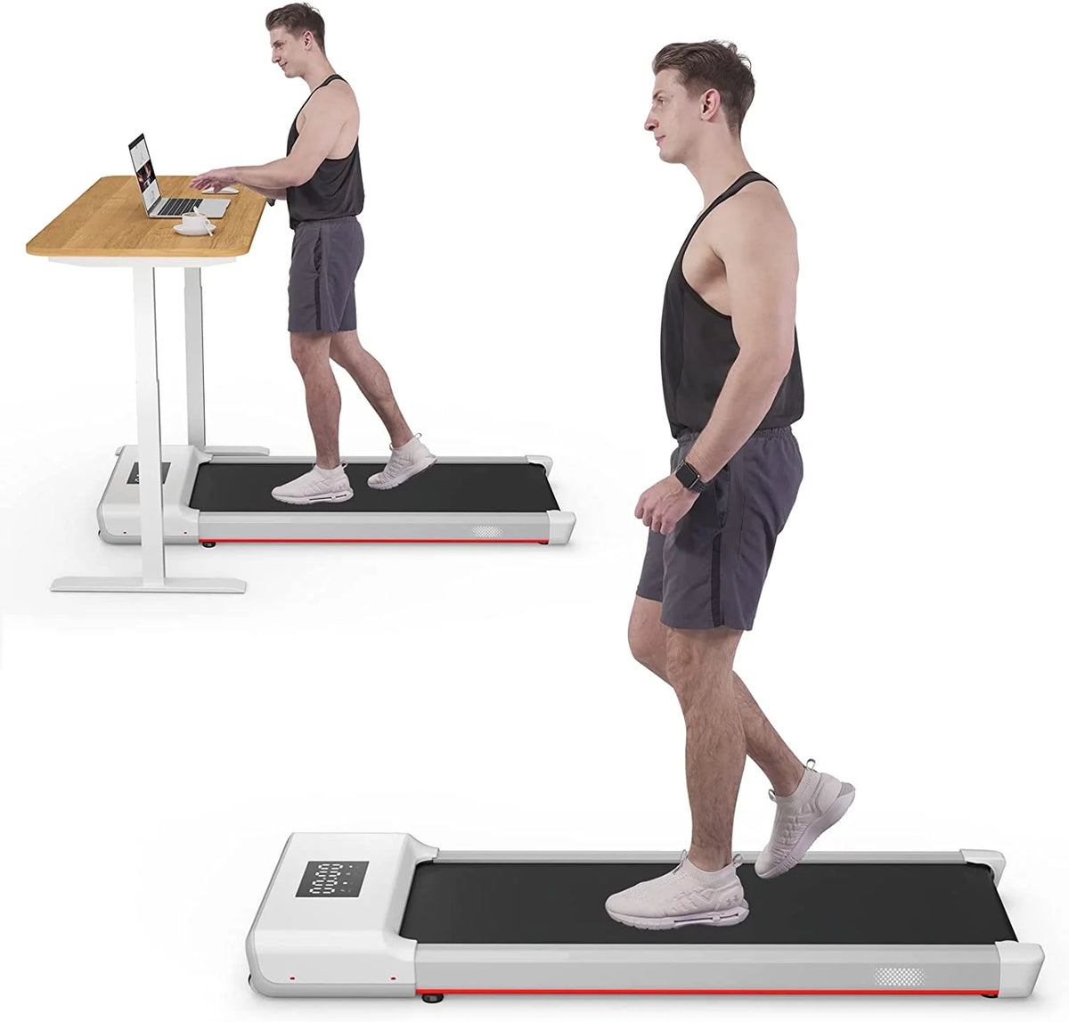 0.6-3.8 MPH 2 in 1 Walking Treadmill White O4717