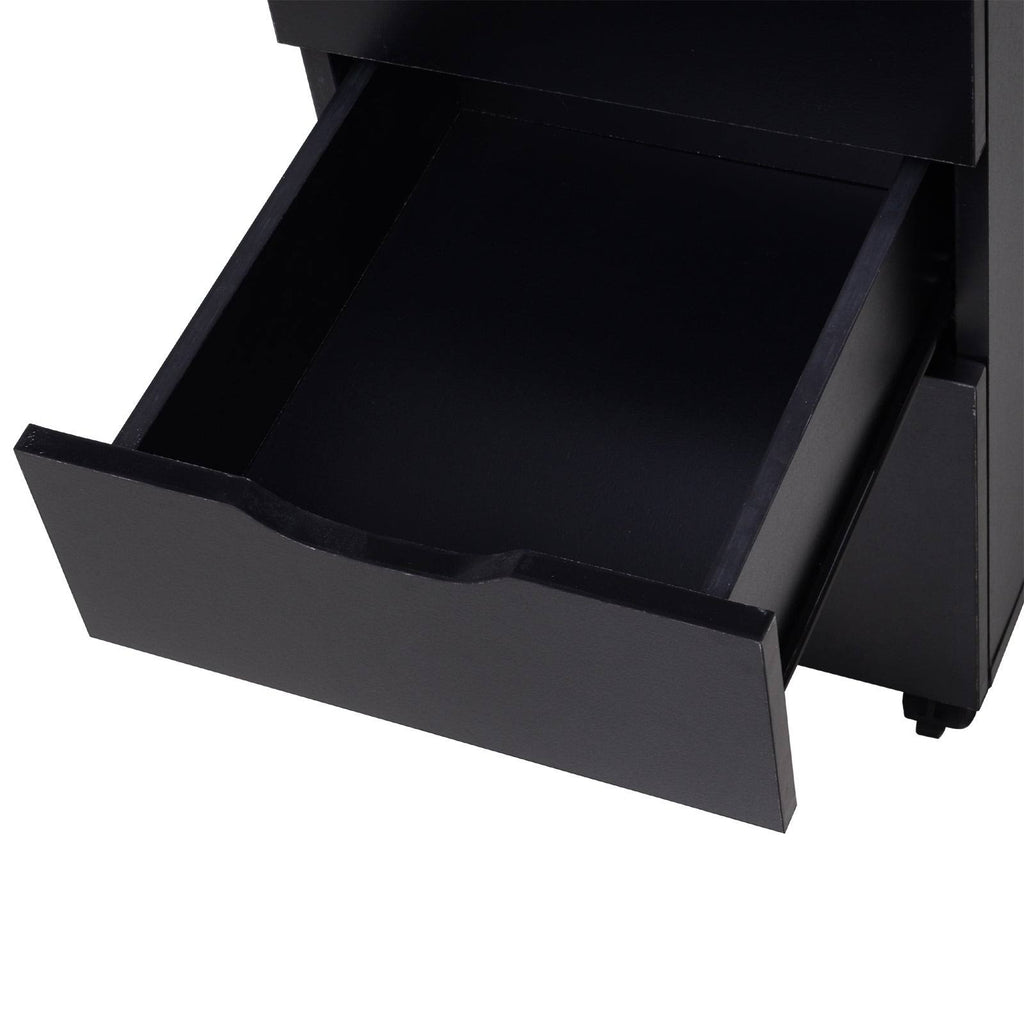 Black Wood Grain 3 Drawer Rolling File Cabinet I928593