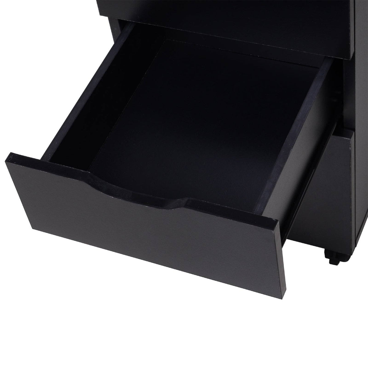 Black Wood Grain 3 Drawer Rolling File Cabinet I928593