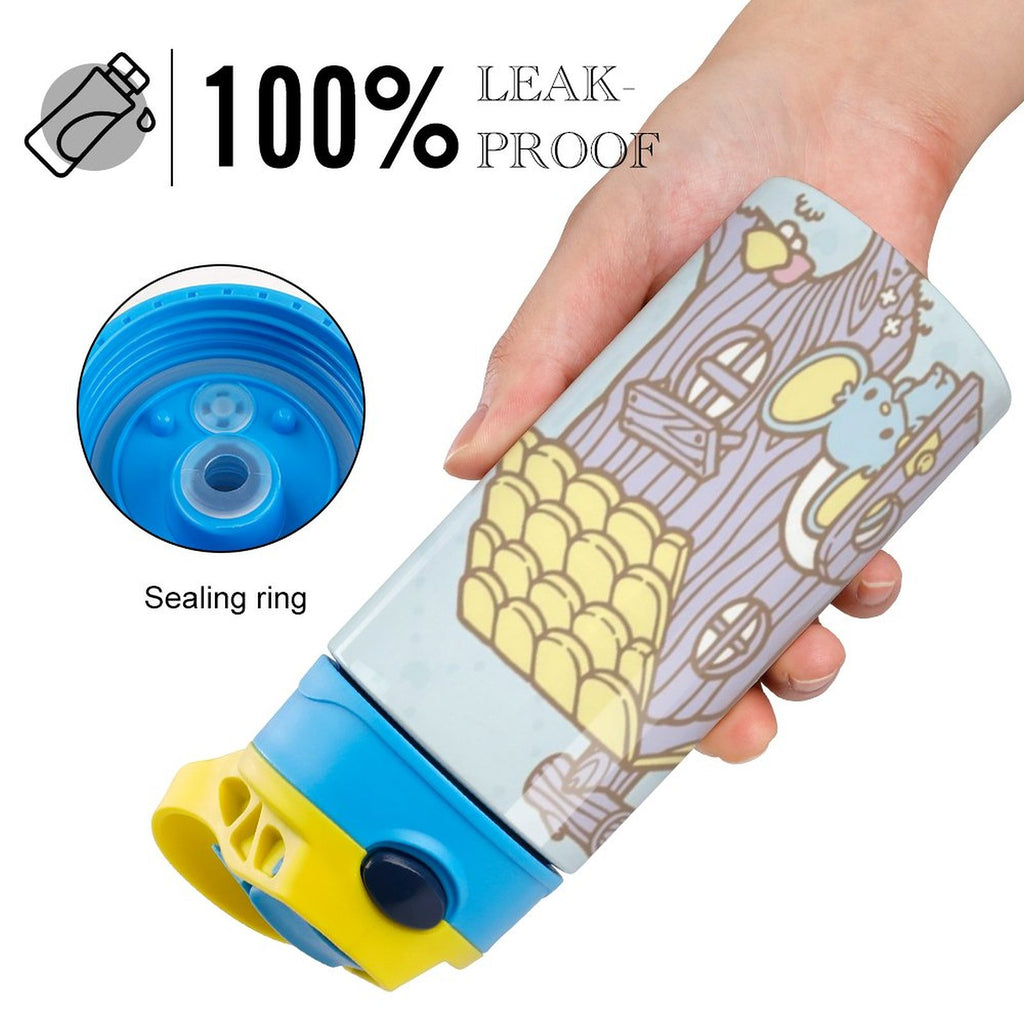 Stainless Steel Vacuum Insulated Children's Water Bottle with Straw Q490
