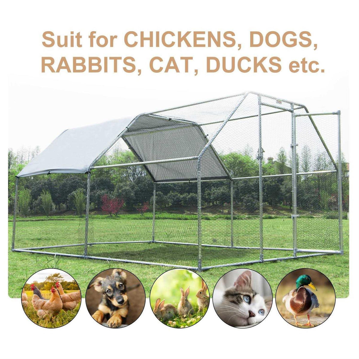 Galvanized Metal Chicken Coop with Cover Q596
