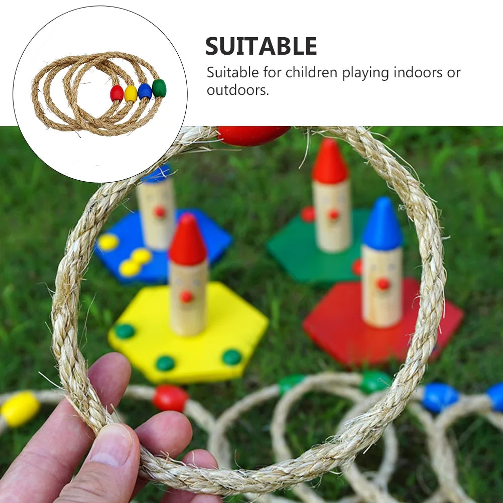 Natural Rope Ring Toss Game Toy 8 PCS M587