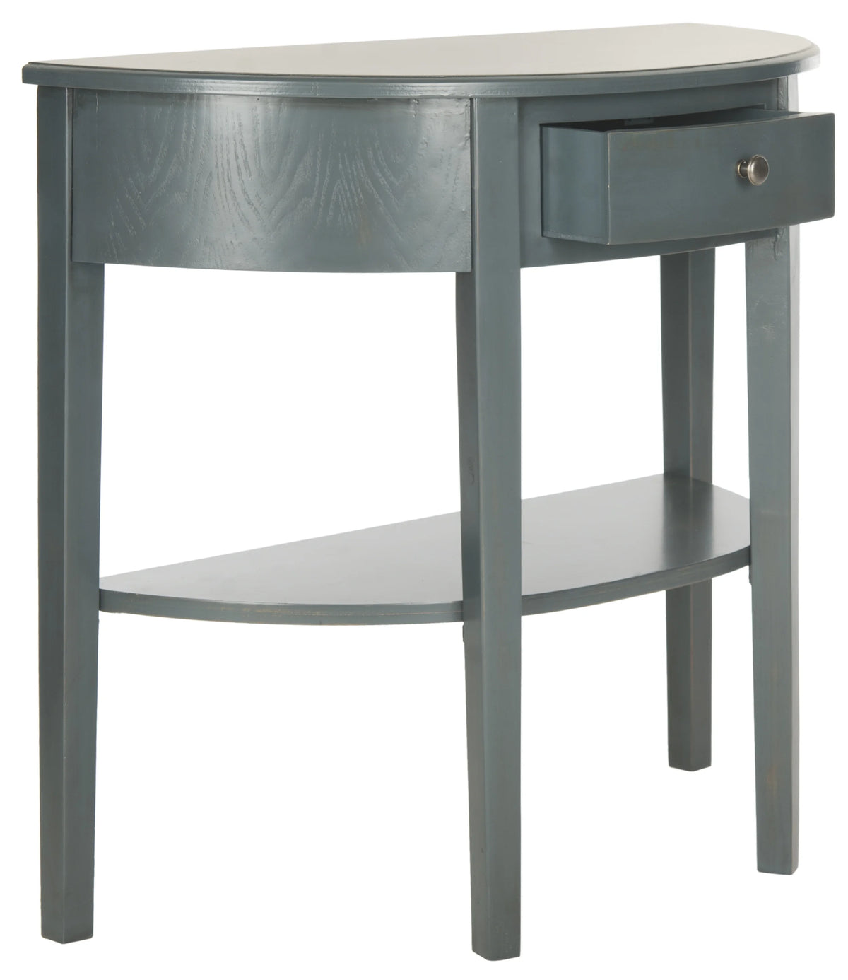 Steel Teal Demilune Console with Storage Drawer C1784