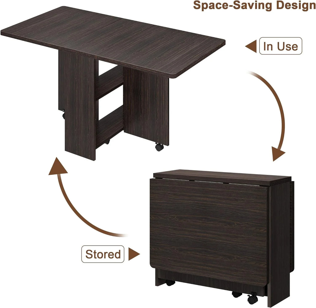 Space Saving Folding Dining Table with 2 Tier T736355