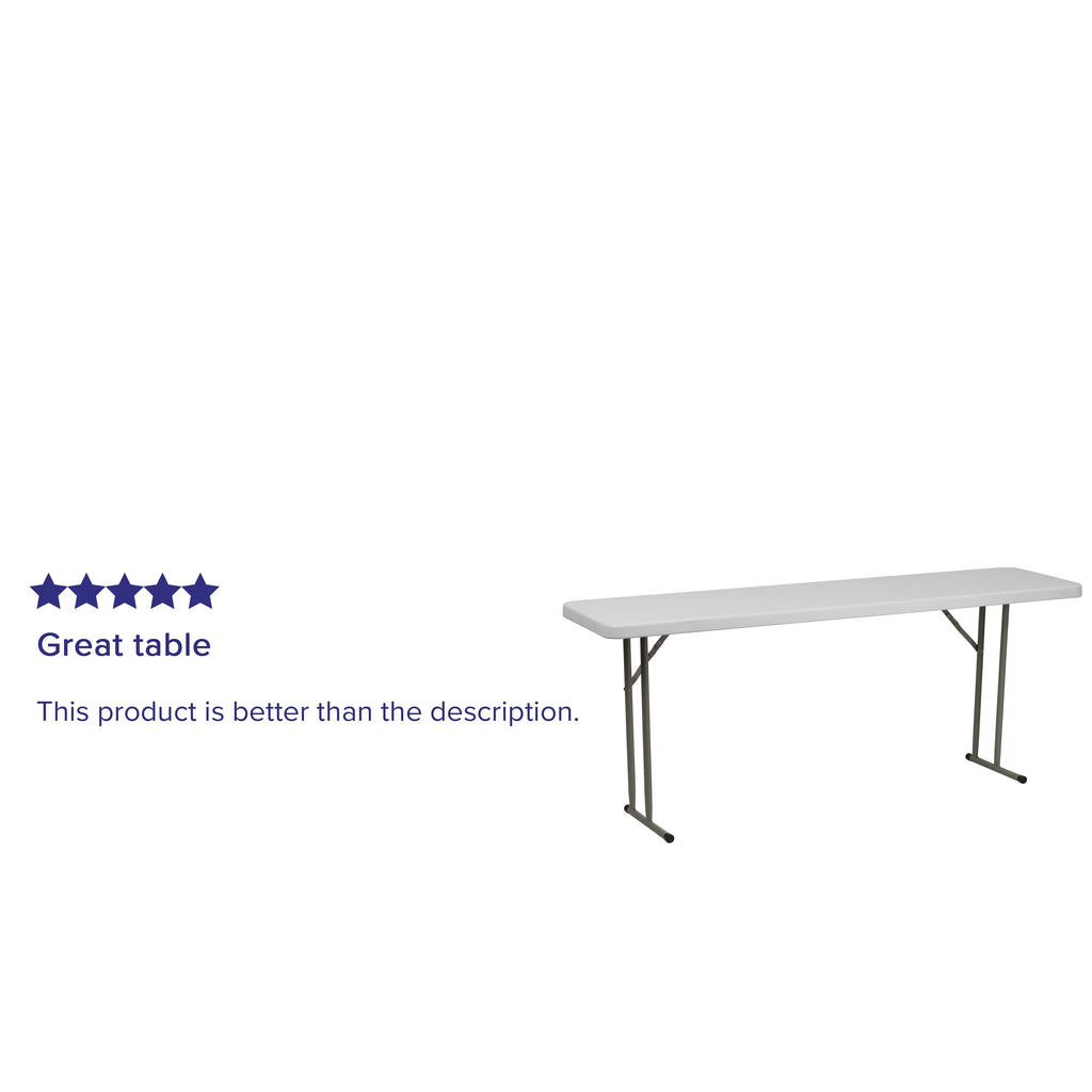 6" Granite White Plastic Folding Table B9586