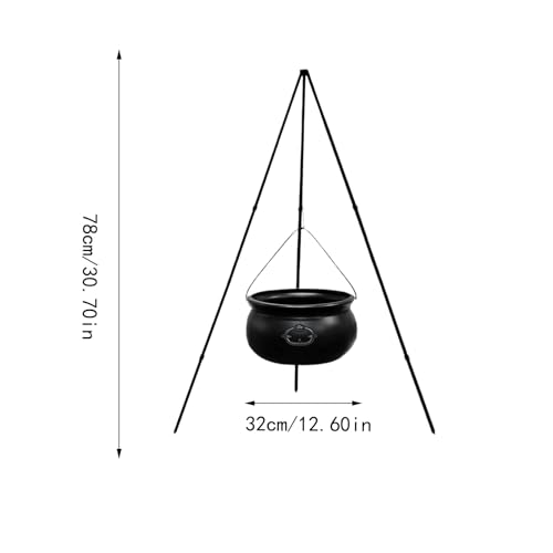 Black Plastic Cauldron with Tripod Stand O27083