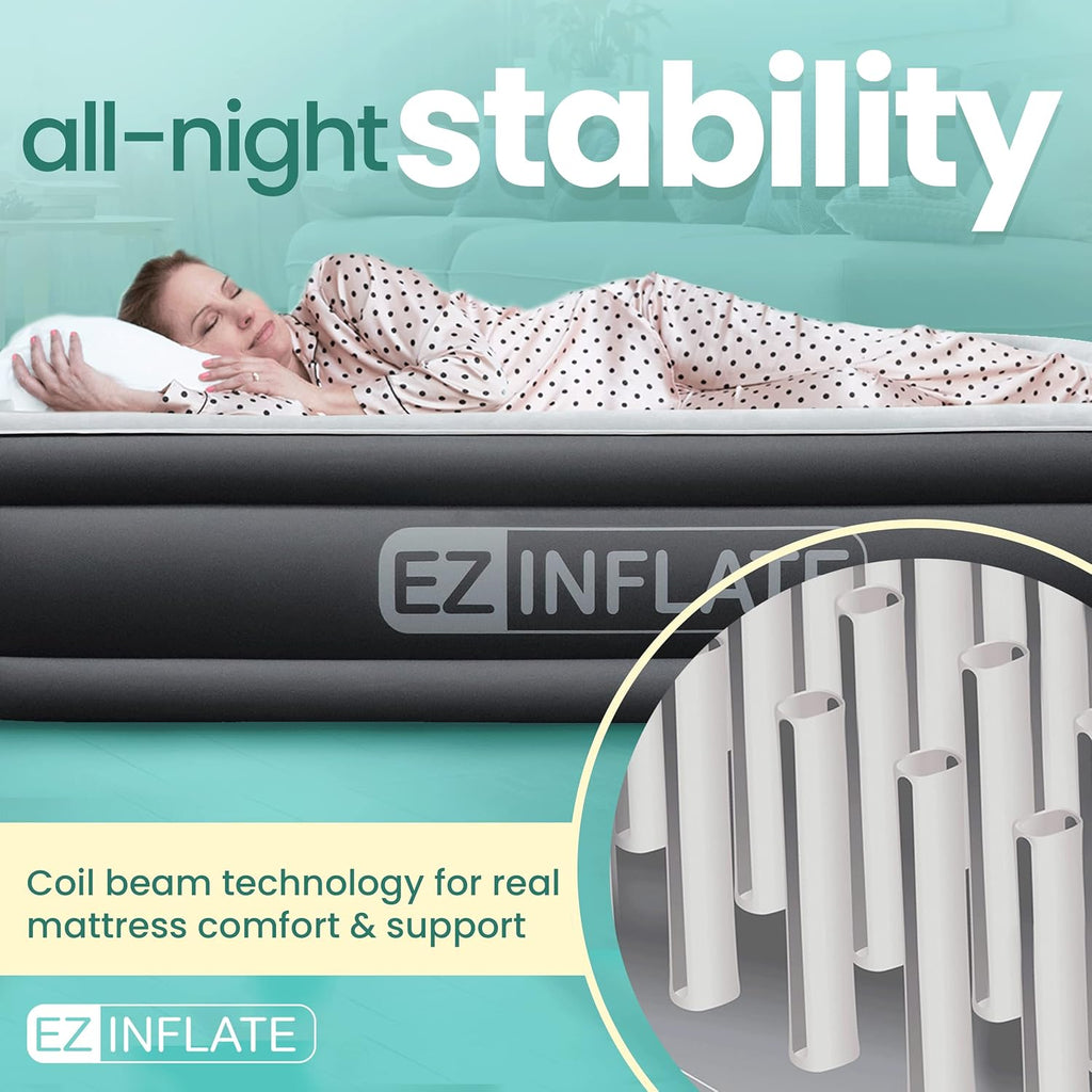 Queen Size Double-High Inflatable Air Mattress with Built in Pump Y516022