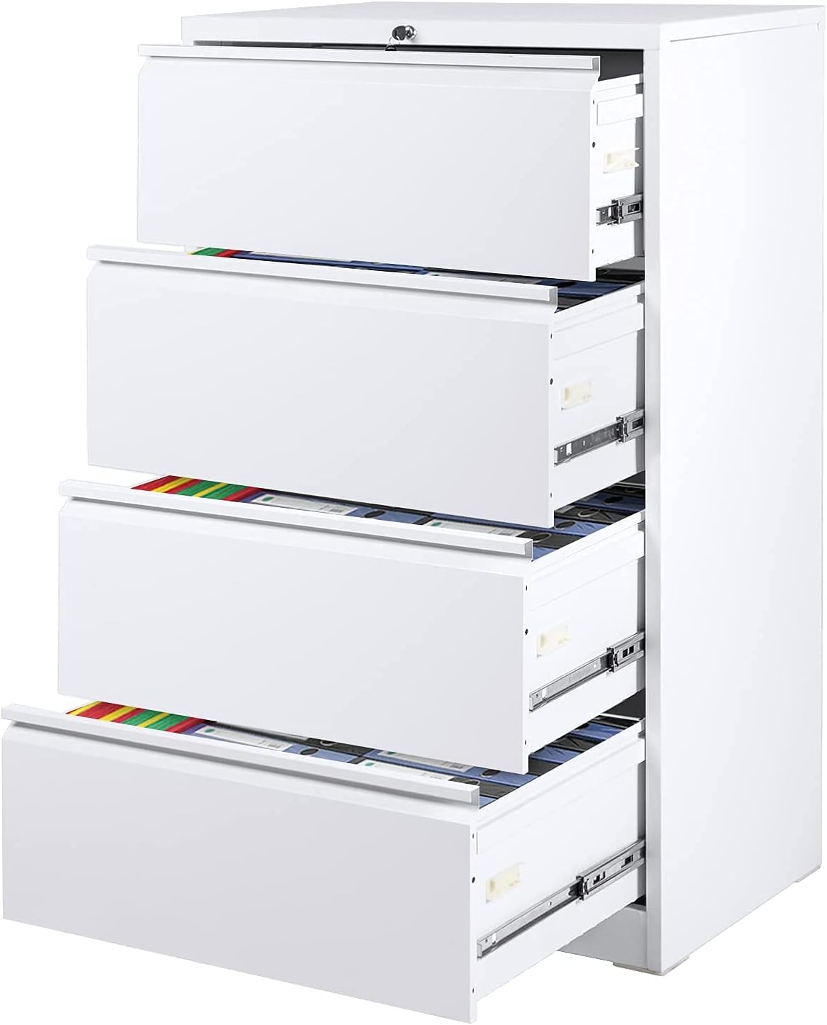 White 3 Drawer Lateral File Cabinet with Lock D5700