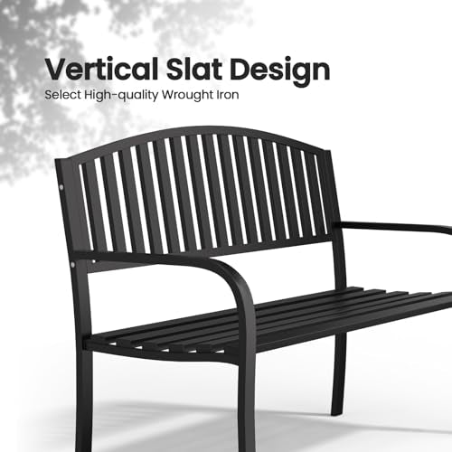 Weatherproof Anti-Rust Wrought Iron Outdoor Garden Bench M312613