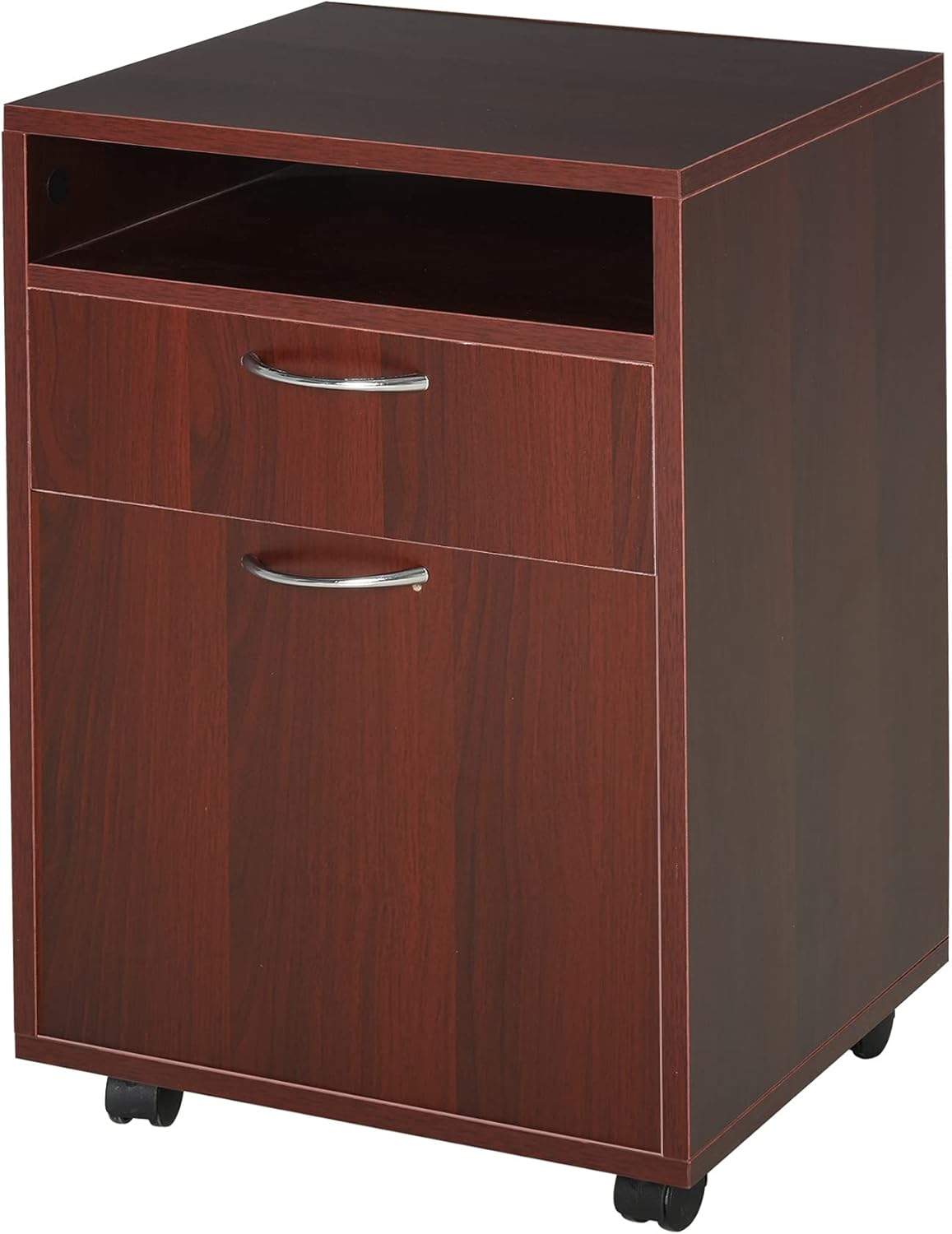 Black Mobile File Cabinet with Lockable Drawer D546658