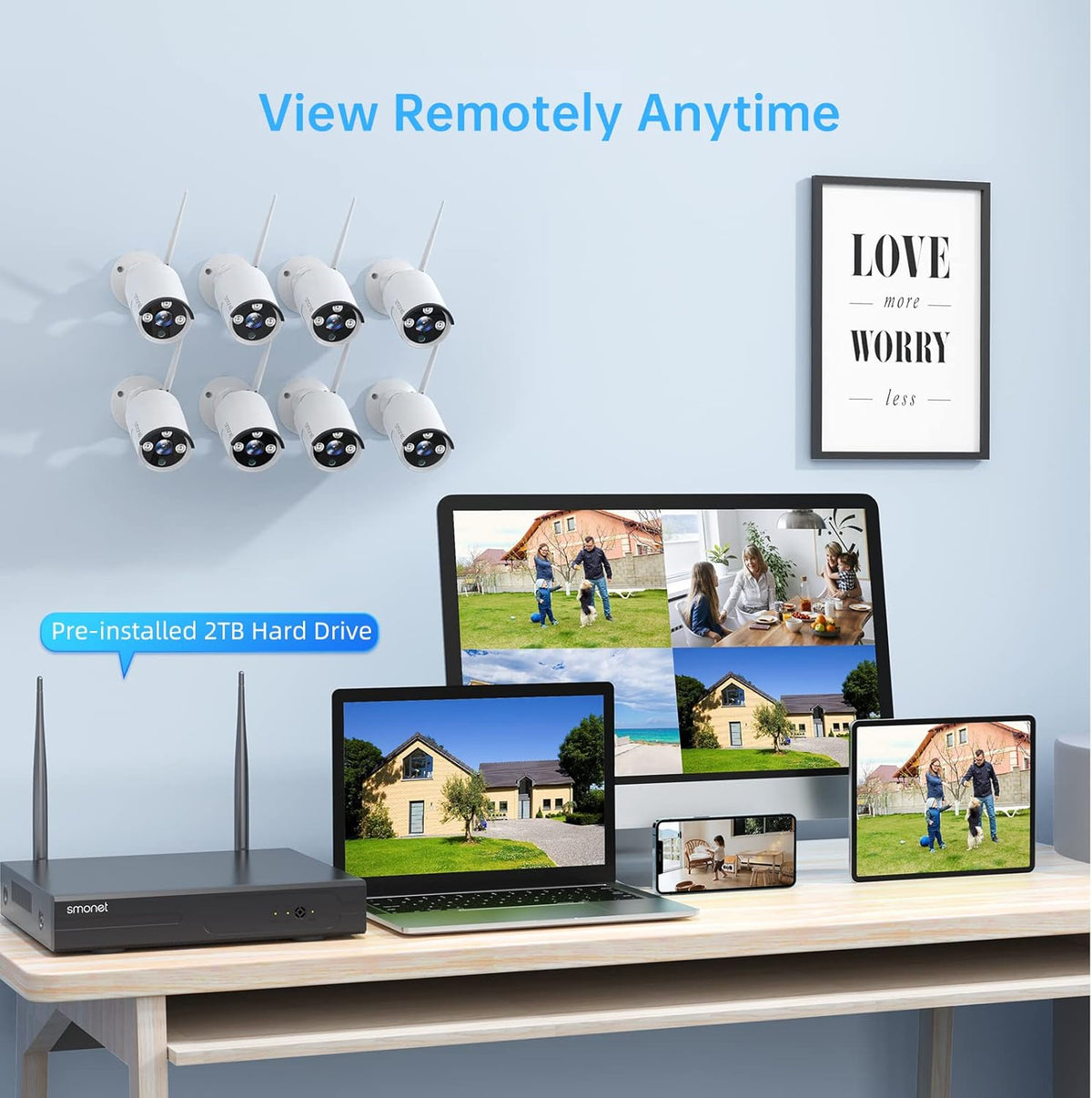 3MP Wireless Security Camera System with Audio, 8CH NVR, 8Pcs 3MP WiFi IP Cameras, 2TB Hard Drive O276652