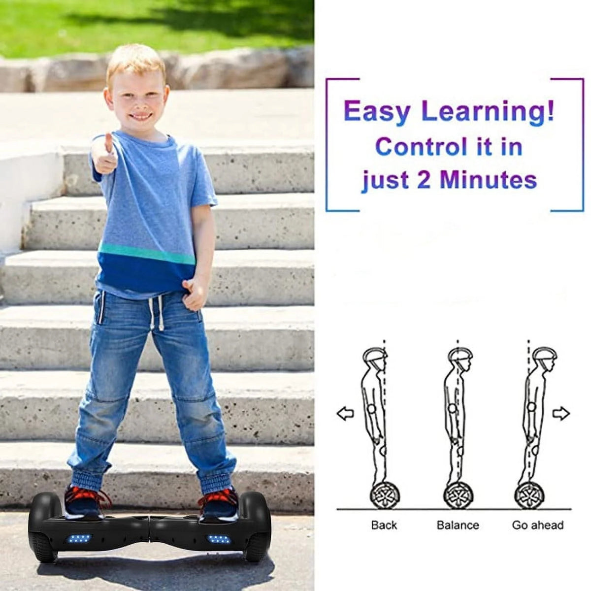 6.5 Two Wheel Self Balancing Scooter with Seat Attachment & LED Lights G749