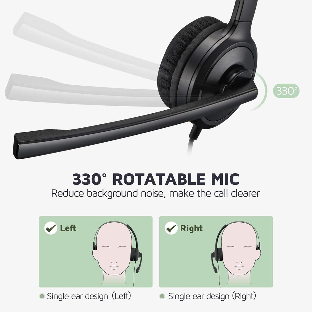 USB Headset with Microphone, Noise Cancelling Mic, On-Ear, Pack of 2 H175