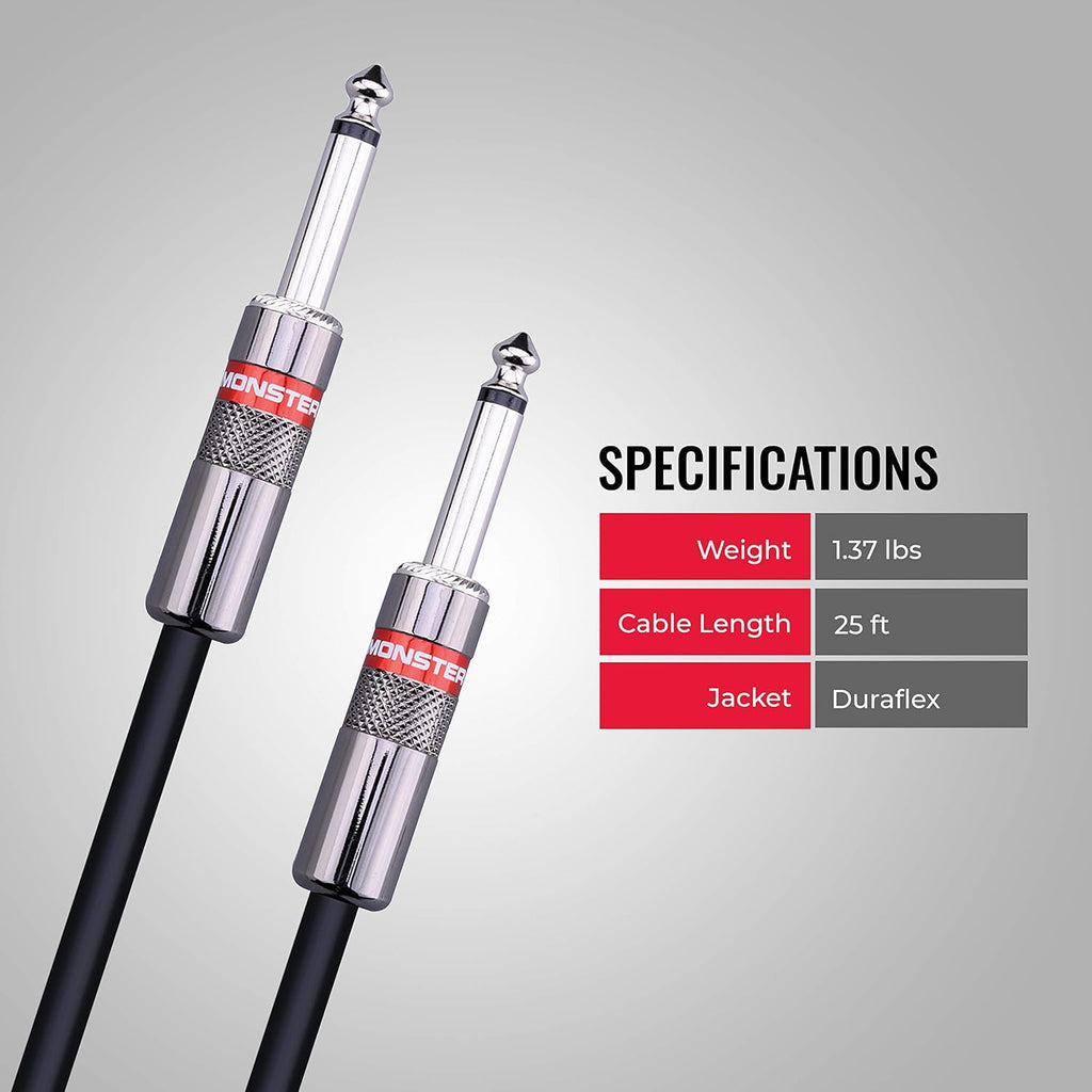 25 ft Straight 1/4 Speaker Cable Pack of 2 D3658