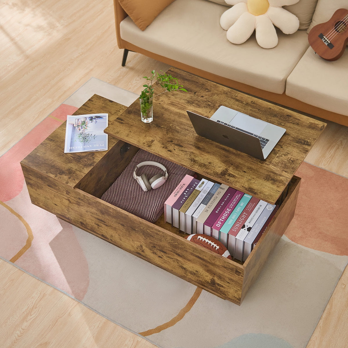 Lift Top Coffee Table with Storage Compartment Q243