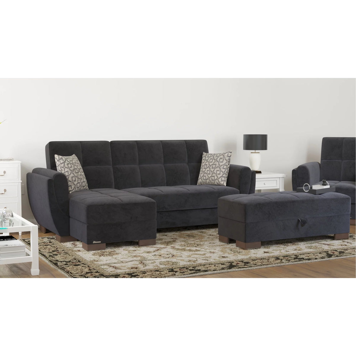Black Microfiber Sectional N4601