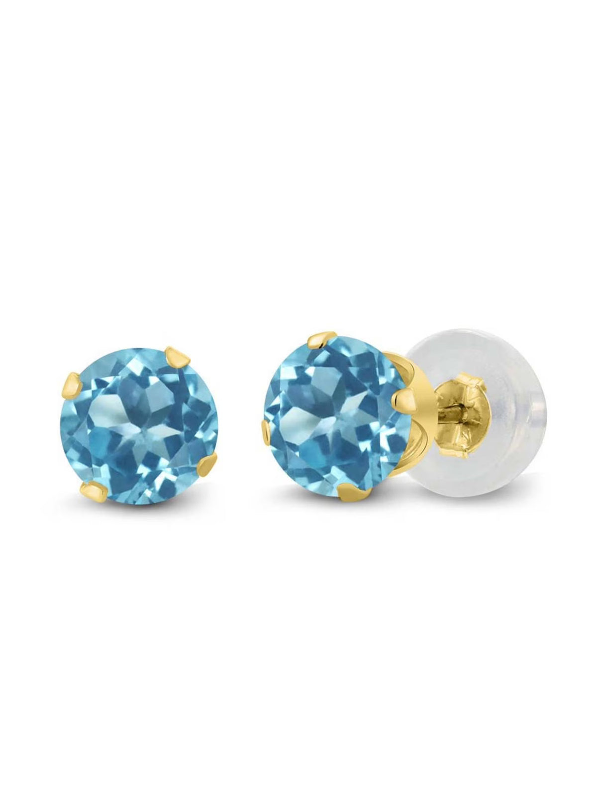 14K Yellow Gold Blue Topaz Stud Earrings R770