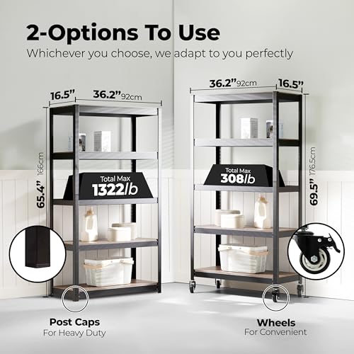 5 Tier Laminated Metal Shelving Unit 1 Pack X2826