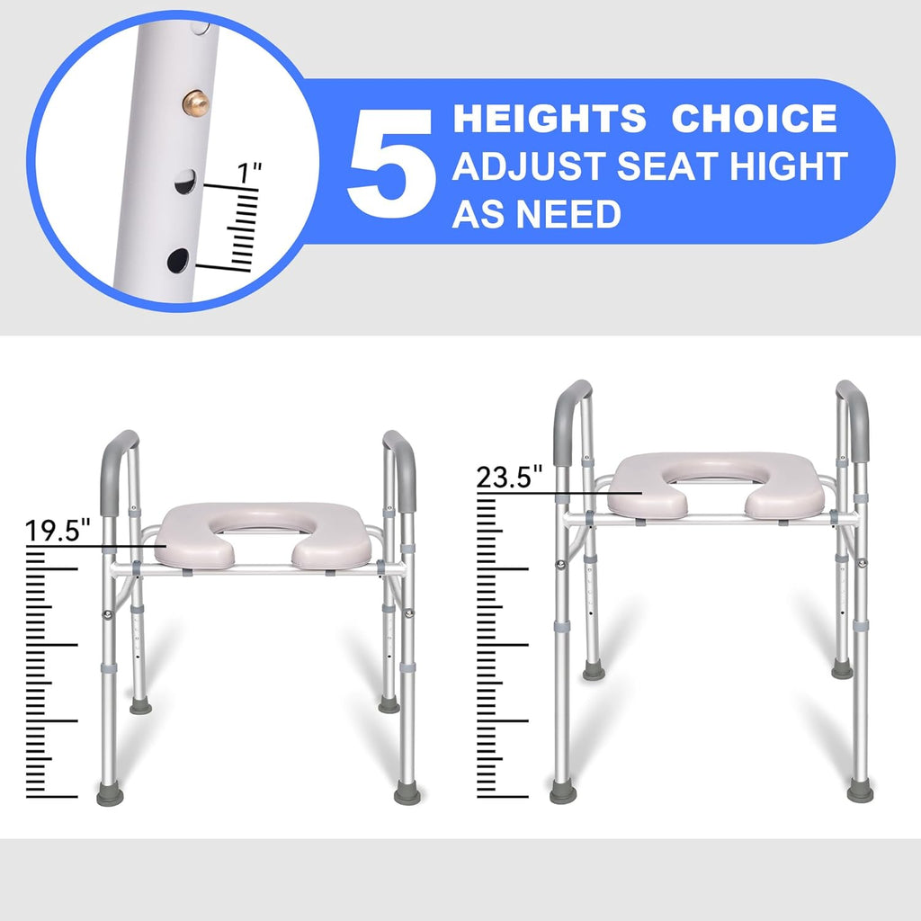 Raised Toilet Seat with Handles, Width Adjustable, 400 lbs M308206