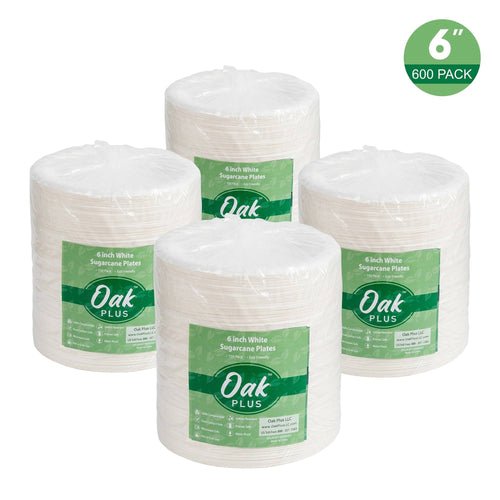 10 inch White Compostable Disposable Sugarcane Plates, 300 Pack B670