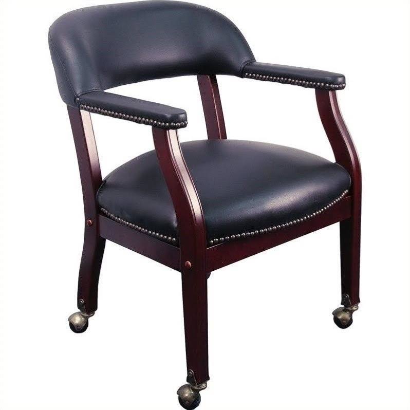 Black Conference Guest Chair with Casters Y65938