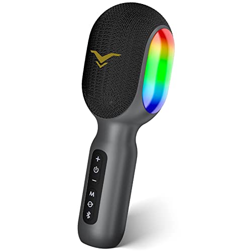 Wireless Bluetooth Karaoke Microphone, 5-in-1 Portable Handheld Mic Speaker with RGB Lights Z37680