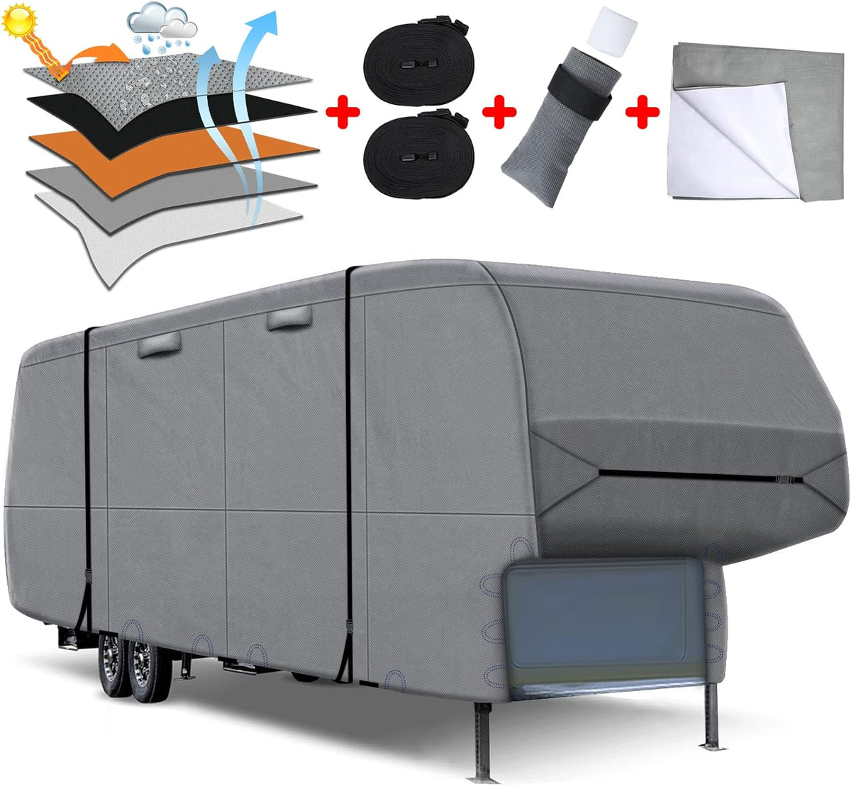 5 Layers Top 5th Wheel RV Cover Heavy Duty Camper Cover K11124